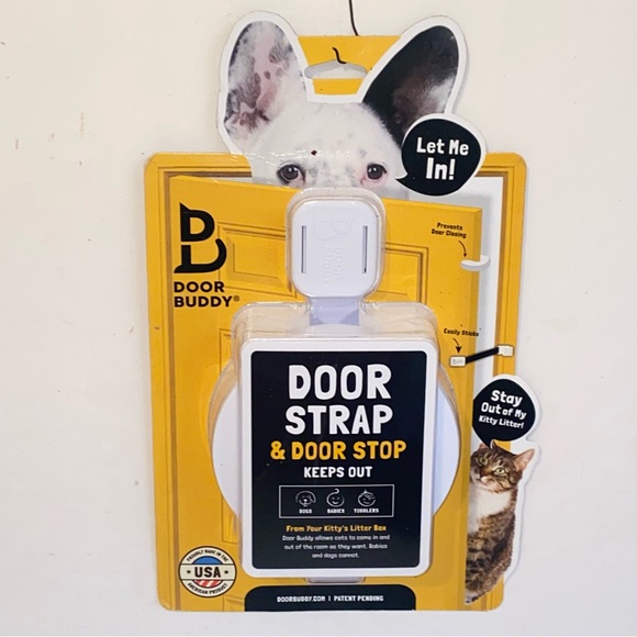 Door Buddy Door Strap & Door Stop Keeps Out Dogs Babies Toddlers From Litter Box - Picture 2 of 9